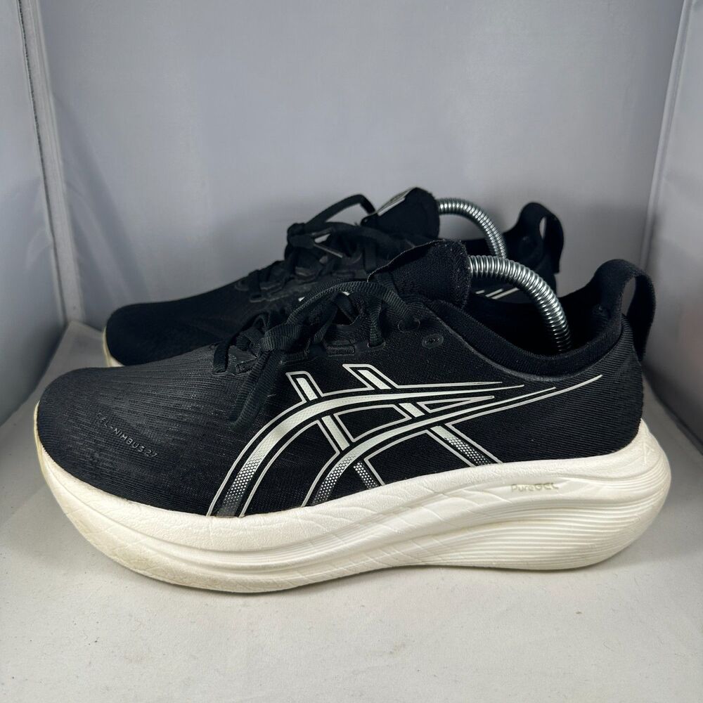 Asics Mens Size 9.5 Gel-Nimbus 27 Running Shoes Black Lake Grey Athletic Trainer